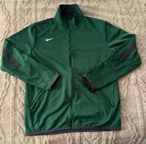 Nike Dri-FIT Green Full Zip Track Jacket Mens Medium Athletic Pockets